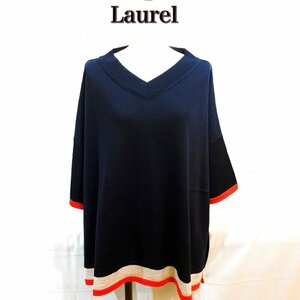 Ｌａｕｒｅｌ 半袖 レディース ネイビー チュニック ローレル ニットカットソー 紺 赤 ボーダー 春夏 洋品婦人服/269