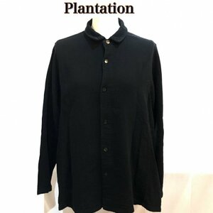 Ｐｌａｎｔａｔｉｏｎ 綿１００％ 日本製 柔らか プランテーション ボタンシャツ サイズＭ 黒 長袖 洋品婦人服/269