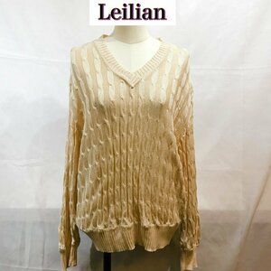 Ｌｅｉｌｉａｎ シルク 長袖 ニット 絹１００％ レリアン アイボリー ケーブル編み レディース 洋品婦人服/269