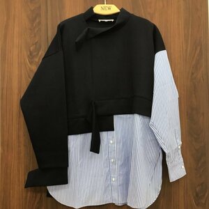 ＥＮＦＯＬＤ スウェット レイヤー プルオーバー ３８ 紺 エンフォルド ダークネイビー ＣＵＴ ＡＮＤ ＳＥＷＮ 洋品婦人服/255