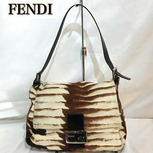 ＦＥＮＤＩ レザー アニマル ブラウン イタリア製 婦人 フェンディ ミニバック ハラコ マンマバゲッド 白・茶 鞄/269