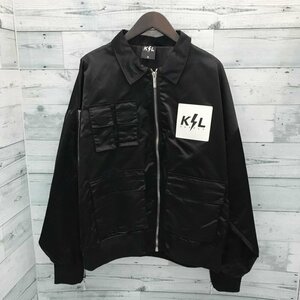 ＫＳＬ ＳＵＰＰＬＹ ジップアップ レザーワッペン ナイロンジャケット ＸＬ ブルゾン ＢＬＫ 黒 洋品紳士服/208