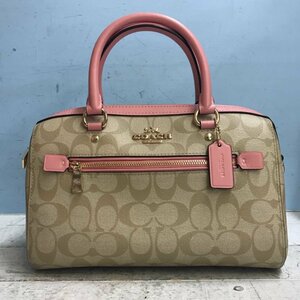 美品 ＣＯＡＣＨ ミニボストン Ｆ８３６０７ コーチ ２ｗａｙ ローワンサッチェル シグネチャー ピンク 鞄/229