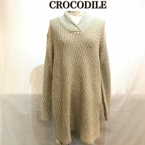 未使用 ＣＲＯＣＯＤＩＬＥ アクリル タグ付き クロコダイル ニット セーター ベージュ Ｌサイズ 長め 洋品婦人服/269