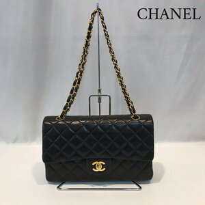 美品 ＣＨＡＮＥＬ シャネル ゴールド金具 マトラッセ チェーンショルダー ２５ Ｗフラップ レザー ２番台 鞄/252