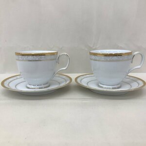 未使用 Ｎｏｒｉｔａｋｅ カップ＆ソーサー ２客 白 金 ノリタケ ハンプシャーゴールド Ｃ＆Ｓ ティーカップ 陶器 ギフト/255