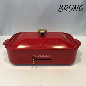 ＢＲＵＮＯ コンパクトホットプレート 中古品 ブルーノ ｂｏｅ０１８－ｒｄ レッド 別売りプレート付属 電化製品/252