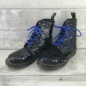 Ｄｒ．Ｍａｒｔｅｎｓ レースアップブーツ サイズ２５ｃｍ ドクターマーチン スパンコール ブラック ８ホール 靴/232