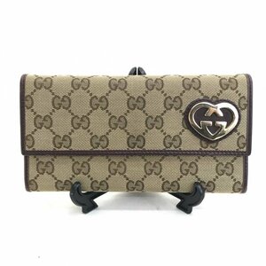 中古 ＧＵＣＣＩ グッチ レディース ラブリー ベージュ 二つ折り 長財布 ＧＧキャンバス ２５１８６１ ０９５９ 鞄/225