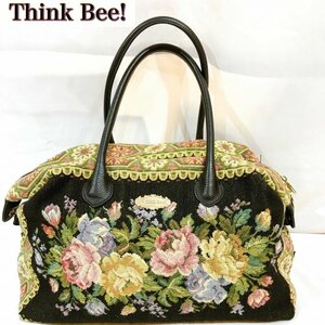 Ｔｈｉｎｋ Ｂｅｅ！オリッジフラワー ボストンバッグ シンクビー トートバッグ ゴブラン織り ブラック 黒 花柄 鞄/269