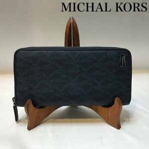 美品 ＭＩＣＨＡＥＬ ＫＯＲＳ ラウンドファスナー 長財布 マイケルコース ネイビー 紺 メンズ レディース カジュアル 鞄/252