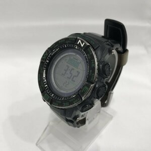 中古 ＰＲＯＴＲＥＸ プロトレック ＰＲＷ－Ｓ３５００ 電波 ソーラー腕時計 メンズ ブラック グリーン トリプルセンサー 時計/248