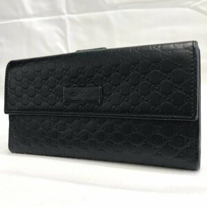 ＧＵＣＣＩ グッチ マイクログッチシマ ＧＧ ブラック 黒 Ｗホック 二つ折り 長財布 ４４９３９３ ２７７８ 中古品 鞄/248