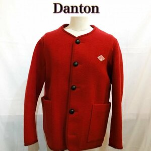 Ｄａｎｔｏｎ コート クルミボタン サイズ３６ ロゴ 刺繍 ダントン ジャケット 赤 ショート丈 ウール レッド 洋品婦人服/269