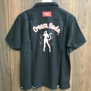 美品 ＣＲＥＡＭ ＳＯＤＡ クリームソーダ ＸＬ ＰＤ１８ＳＨ－０３ 怪傑 黒猫 ボーリングシャツ 黒 洋品紳士服/266