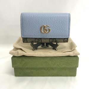 中古 ＧＵＣＣＩ グッチ ＧＧスプリーム ＧＧマーモント キーケース ４５６１１８ ６連 ライトブルー レザー キズ有 鞄/225