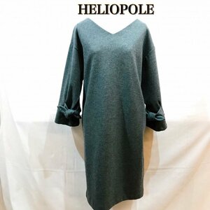 ＨＥＬＩＯＰＯＬＥ サイズ３８ 日本製 ボックスワンピース エリオポール 長袖 ウール ロング ワンピース グレー 洋品婦人服/269