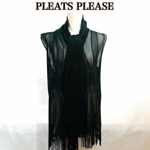 ＰＬＥＡＴＳ ＰＬＥＡＳＥ ＰＰ９３－ＪＥ５６１ フリンジプリーツ ベスト レディース ブラック 洋品婦人服/269