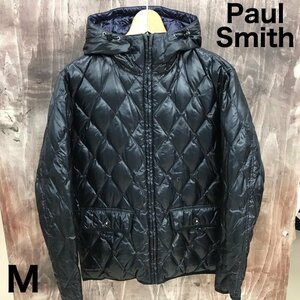 【ダメージ有り】 Ｐａｕｌ Ｓｍｉｔｈ ポールスミス 黒 紫 リバーシブル キルティング ダウン ジャケット パーカー Ｍ 洋品紳士/246