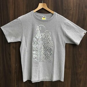 Ａ ＢＡＴＨＩＮＧ ＡＰＥ ア ベイシング エイプ ラメ ベビーマイロ Ｔシャツ 半袖 グレー Ｍ 洋品紳士服/266