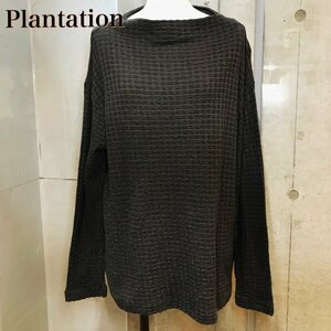 日本製 Ｐｌａｎｔａｔｉｏｎ トップス ロングＴシャツ 婦人 プランテーション サイズＭ ボーダー こげ茶 トップス 洋品婦人服/269