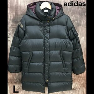 ａｄｉｄａｓ アディダス ベンチコート アウター ダウン ロングコート 黒 ブラック レディース Ｌ 洋品婦人服/246