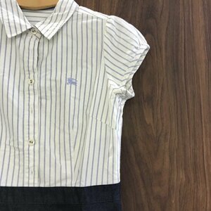 ＢＵＲＢＥＲＲＵ ＢＬＵＥ ＬＡＢＥＬ バーバリー ワンピース ストライプ ホワイト コットン ３６ 三陽商会 洋品婦人服/208