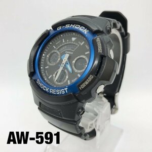 ＣＡＳＩＯ カシオ ＡＷ－５９１ Ｇ－ＳＨＯＣＫ ジーショック デジアナ クオーツ 黒 青 時計/246