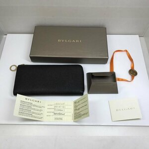 ＢＶＬＧＡＲＩ ブルガリ ２８００６５ ロゴチャーム Ｌ字ファスナー レザー ブラック ロングウォレット 鞄/233