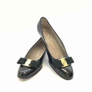 Ｓａｌｖａｔｏｒｅ Ｆｅｒｒａｇａｍｏ レディース 靴 黒 サルバト－レフェラガモ ローヒール フラットリボンパンプス 靴/218