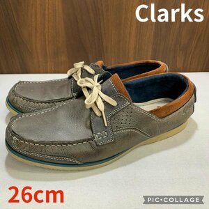 Ｃｌａｒｋｓ メンズ レザー ２６１０６３５３ 中古 クラークス レースアップシューズ グレー ２６ｃｍ 使用感有 靴/247