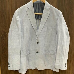 ｃｏｔｔｏｎ ｒａｍｉｅ ｆａｂｒｉｃ ストライプ ＢＢ６ コットンラミーファブリック テーラードジャケット ブルー 青 洋品紳/247