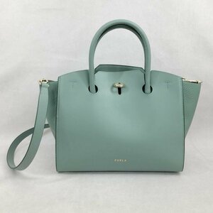 極美品 ＦＵＲＬＡ Ｇｅｎｅｓｉ ２ｗａｙ ハンド バッグ フルラ ジェネシー ショルダー グリーン 緑色 くすみカラー 鞄/219