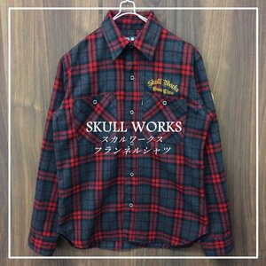 チェック柄 刺繍 フランネル スカル ワッペン ＳＫＵＬＬ ＷＯＲＫＳ スカルワークス ネルシャツ Ｍサイズ 洋品紳士服/233