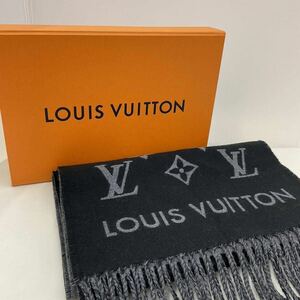 513 LOUIS VUITTON ルイヴィトン モノグラム オールアバウト　M79225 MR5203 マフラー 黒　ウール