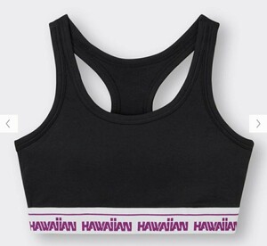 XXL 新品 ハワイアン航空 GUコラボ ブラフィール クロップドタンクトップ ブラック 黒 綿94% HAWAIIAN AIRLINES スポーツブラ 抗菌防臭