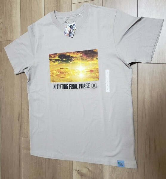Lサイズ 新品 GU ジーユー SAO ソードアート・オンラインコラボ グラフィックT グレー(ベージュを混ぜた色味) 半袖 Tシャツ 綿100 送料無料