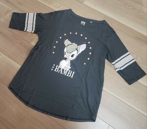 Mサイズ ユニクロ バンビ UT 5分袖 グラフィックTシャツ ダークグレー BAMBI DISNEY ディズニー 送料無料　