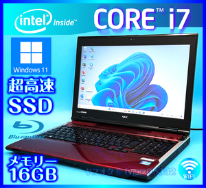 NEC Core i7 Windows 11 SSD 新品 1000GB +外付HDD 1TB 大容量メモリー 16GB レッド Office2021 Webカメラ ノートパソコン LL750/L