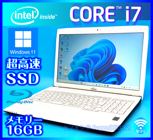  Fujitsu Windows 11 Core i7 white SSD new goods 1000GB + out attaching HDD 1TB high capacity memory 16GB Bluetooth Web camera Office2021 laptop 