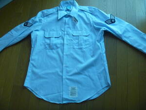 SHIRT MENS' LONG SLEEVE POLYESTER/COTTON BLUE 1550 新品タグ付きで 17x35 111