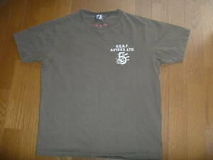 MENS'モスグリーのU,S,A,F, AVIREX LTDの半袖T-シャツLARGE 179