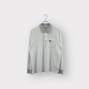 Black&White black & white polo-shirt with long sleeves Golf cotton white size L Vintage .Bne