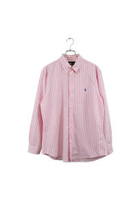 90's Ralph Lauren pink stripe shirt ラルフローレン 長袖シャツ ボタンダウン ピンク ストライプ柄 ヴィンテージ ネ