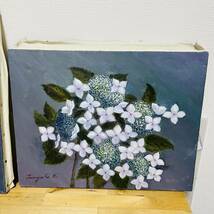 絵画 花 油絵 油彩 アンティーク 紫陽花　アジサイ　まとめ売り　レトロ　風景画_画像3