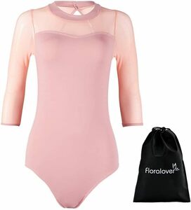 ピンク M Floralover レディース バレエ専用服 大人 ダンスウェア ダンス練習スカートバレエ衣装 女性 バレエレオター