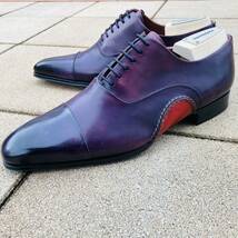 ★極美品★ MAGNANNI マグナーニ 43 約26.5cm革靴 ビジネスシューズ オパンケ製法 ダークパープル 紫 ムラ染め ストレートチップ 内羽根_画像4