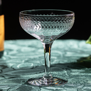 1920年代 アンティーク スパイラル ニード ルエッチング シャンパン カクテル グラス 酒 バーグラス アメリカの画像1