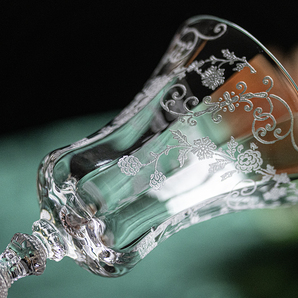 1933年～ ケンブリッジグラス イレーヌ フラワー エッチング クリスタル ゴブレット シャンパングラス アンティーク ワイン 酒 バーグラスの画像4
