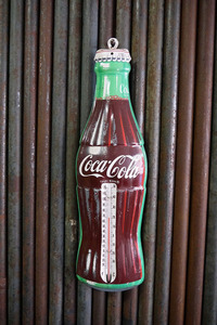 ビンテージ Coca-Colaボトル温度計看板 [gosa-89]検アメリカ/USA/コカ・コーラ/1980年代前後頃/インテリア壁掛け/レストランBAR雑貨